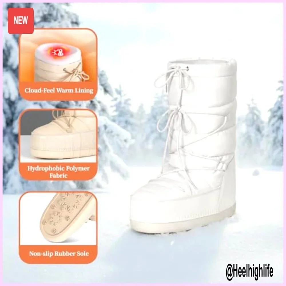 Women's Mid-Calf Winter Snow Boots with Warm Lining Anti-Slip Outdoor